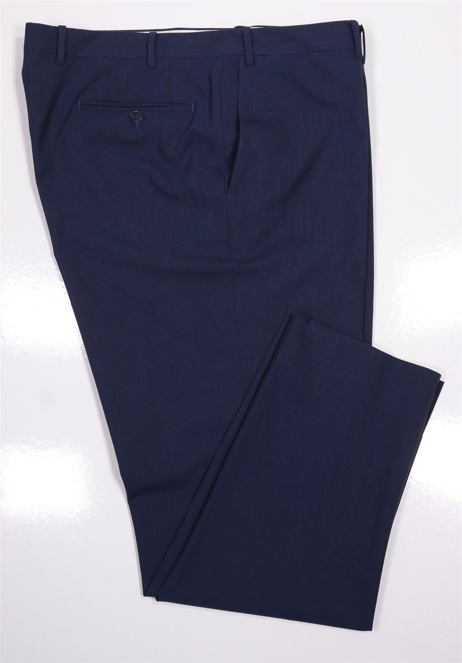 Canali 1934 Navy Blue Wool Stretch Flat Front Dress Pants Trousers 40x31